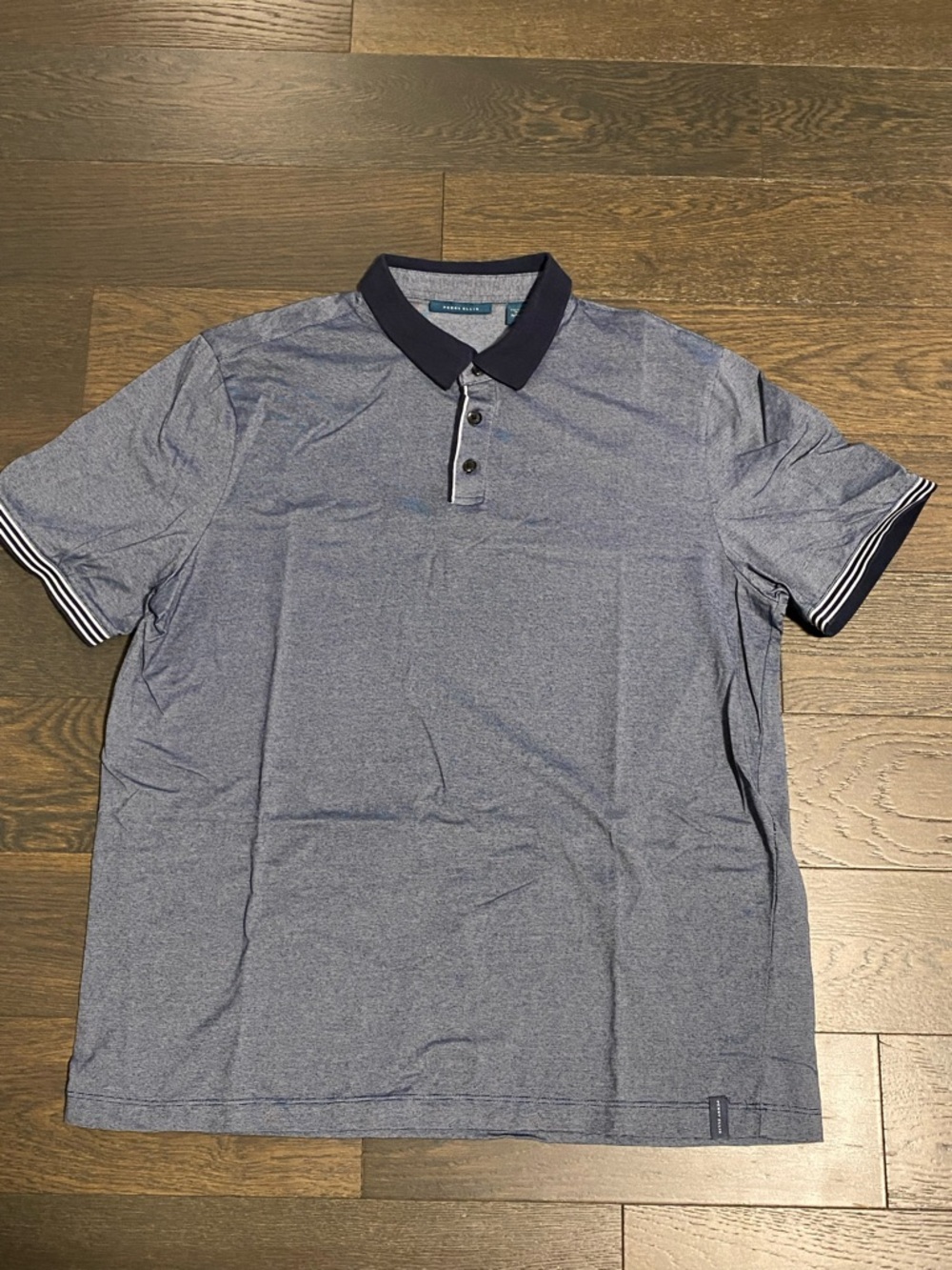Perry Ellis Navy Heather Polo with Contrast Collar